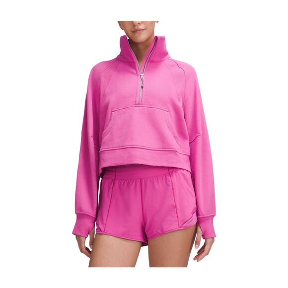 Lululemon 'Scuba' Pink Cotton Oversized Funnel-Neck Half Zip Size XS/S - Picture 1 of 4